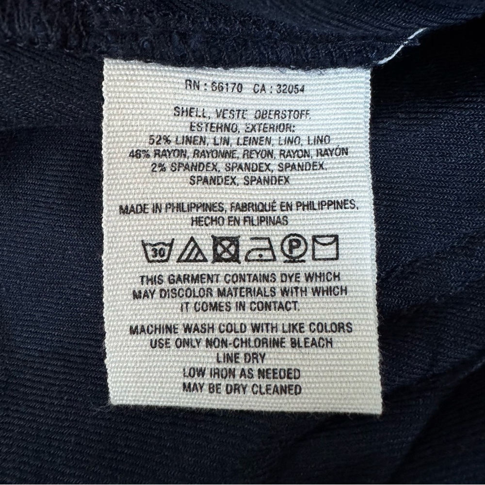 Anthropologie Womens Wide Leg Linen Blend Pants Size 25 Blue Boho Retro Preppy - Picture 9 of 15